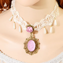 Gothic Necklace Zinc Alloy with Lace & Resin real gold plated 7.7cm Sold Per Approx 15 Inch Strand
