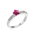 CRYSTALLIZED™ Element Crystal Finger Ring with Zinc Alloy Flower platinum plated fuchsia 1.8cm US Ring Sold By PC