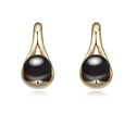 CRYSTALLIZED™ Crystal Pearl, with Tibetan Style, real gold plated, black, 1.2x2.4cm, Sold By Pair
