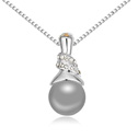 Collier de perles de cristal de CRYSTALLIZED™, Perle de CRYSTALLIZED™, avec alliage de zinc, avec 5cm chaînes de rallonge, Plaqué de platine, gris foncé, 1.2x2.8cm, Vendu par Environ 15.5 pouce brin