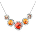 CRYSTALLIZED™ Element Crystal Necklace with Zinc Alloy with 5cm extender chain Flat Round platinum plated Fire Opal Sold Per Approx 15.5 Inch Strand