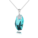 CRYSTALLIZED™ Element Crystal Necklace, with Tibetan Style, with 5cm extender chain, platinum plated, Crystal Turquoise, 2.8x1.5cm, Sold Per Approx 15.5 Inch Strand