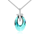 Элемента Кристалл АА класса Crystal ожерелье, сваровский, с цинковый сплав, с 5cm наполнитель цепи, Овальная форма, покрытый платиной, переливчатый синий цвет, 3x2cm, Продан через Приблизительно 15.5 дюймовый Strand