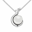 Collier de perles de cristal de CRYSTALLIZED™, Perle de CRYSTALLIZED™, avec alliage de zinc, avec 5cm chaînes de rallonge, escargot, Plaqué de platine, blanc, 1.7x1.1cm, Vendu par Environ 15.5 pouce brin