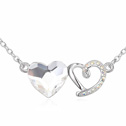 Swarovski Kristall Halsketten, mit Zinklegierung, mit Verlängerungskettchen von 5cm, Herz, platiniert, mit Strass, Kristall, 40cm, verkauft per ca. 15.5 ZollInch Strang
