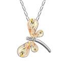 Swarovski Kristall Halsketten, mit Zinklegierung, mit Verlängerungskettchen von 5cm, Libelle, platiniert, Leuchtende Kristallgrün, 2.4x2.9cm, verkauft per ca. 15.5 ZollInch Strang