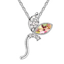 Swarovski Kristall Halsketten, mit Zinklegierung, mit Verlängerungskettchen von 5cm, Blatt, platiniert, Leuchtende Kristallgrün, 1.5x2.9cm, verkauft per ca. 15.5 ZollInch Strang