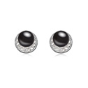Perle de CRYSTALLIZED™ boucle d oreille dormeuse, avec alliage de zinc, Plaqué de platine, noire, 1.1cm, Vendu par paire