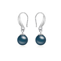 Boucle d'oreille de perle de cristal CRYSTALLIZED™, Perle de CRYSTALLIZED™, avec alliage de zinc, Rond, Plaqué de platine, couleur bleu foncé, 1.0x3.3cm, Vendu par paire