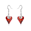 CRYSTALLIZED™ Element Crystal Earring with Zinc Alloy Heart platinum plated Crystal Red Magma Sold By Pair