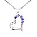 Austrian Crystal Necklace Zinc Alloy with 5cm extender chain Heart platinum plated with Austria rhinestone purple nickel lead & cadmium free Sold Per Approx 15.5 Inch Strand