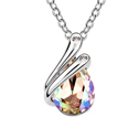 Элемента Сваровски Crystal ожерелье, цинковый сплав, с сваровский, с 5cm наполнитель цепи, Каплевидная форма, покрытый платиной, зеленый, 1.2x2cm, Продан через Приблизительно 15.5 дюймовый Strand