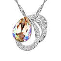 Элемента Сваровски Crystal ожерелье, сваровский, с цинковый сплав, с 5cm наполнитель цепи, Каплевидная форма, покрытый платиной, Сингапур цепь, желтое солнце, 1.8x2cm, Продан через Приблизительно 15.5 дюймовый Strand