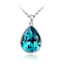 CRYSTALLIZED™ Element Crystal Necklace, with Tibetan Style, with 5cm extender chain, Teardrop, platinum plated, Caribbean Blue, 1.5x2.9cm, Sold Per Approx 15.5 Inch Strand