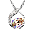 Элемента Сваровски Crystal ожерелье, цинковый сплав, с сваровский, с 5cm наполнитель цепи, покрытый платиной, 1.8x2.3cm, Продан через Приблизительно 15.5 дюймовый Strand