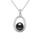 Collier de perles de cristal de CRYSTALLIZED™, Perle de CRYSTALLIZED™, avec alliage de zinc, avec 5cm chaînes de rallonge, ovale, Plaqué de platine, noir, 3.2x1.8cm, Vendu par Environ 15.5 pouce brin