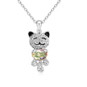 CRYSTALLIZED™ Element Crystal Necklace, Tibetan Style, with CRYSTALLIZED™, with 85cm extender chain, Cat, platinum plated, enamel, green, 1.5x3.8cm, Sold Per Approx 15.5 Inch Strand