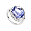 CRYSTALLIZED™ Element Crystal Finger Ring with Zinc Alloy Shell platinum plated Provence lavender 1.8cm US Ring Sold By PC