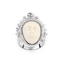 Αυστριακό κρύσταλλο δάχτυλο του δακτυλίου, Κράμα ψευδάργυρου, με Αυστριακή κρυστάλλων, Χαρακτήρας, επιπλατινωμένα, λευκό, 1.8cm, Μέγεθος:7.5, Sold Με PC