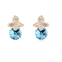 CRYSTALLIZED™ Element Crystal Earring with Zinc Alloy real gold plated Aquamarine Sold By Pair