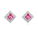 CRYSTALLIZED™ Element Crystal Earring, with Tibetan Style, Rhombus, platinum plated, Rose, 2cm, Sold By Pair