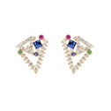 CRYSTALLIZED™ Element Crystal Earring, with Tibetan Style, real gold plated, multi-colored, 1.9x2.2cm, Sold By Pair