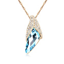 Элемента Кристалл АА класса Crystal ожерелье, сваровский, с цинковый сплав, с 5cm наполнитель цепи, плакированный настоящим золотом, аквамарин, 1.3x2.6cm, Продан через Приблизительно 15.75 дюймовый Strand