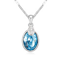 CRYSTALLIZED™ Element Crystal Necklace with Zinc Alloy with 5cm extender chain Flat Oval platinum plated Aquamarine Sold Per Approx 15.75 Inch Strand