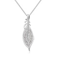 Austrian Crystal Necklace, Tibetan Style, with 5cm extender chain, Leaf, platinum plated, with Austria rhinestone, clear, 3.5x1.1cm, Sold Per Approx 15.5 Inch Strand
