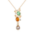 Элемента Сваровски Crystal ожерелье, сваровский, с цинковый сплав, с 5cm наполнитель цепи, плакированный настоящим золотом, разноцветный, 1.3x4.3cm, Продан через Приблизительно 15.5 дюймовый Strand