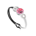 Bracelet en cristal CRYSTALLIZED™ élément, avec cuir PU & alliage de zinc, Plaqué de platine, rose, 16cm, Vendu par Environ 6 pouce brin