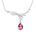 Элемента Сваровски Crystal ожерелье, сваровский, с цинковый сплав, с 5cm наполнитель цепи, Каплевидная форма, покрытый платиной, розовый, 4.4x5.2cm, Продан через Приблизительно 15.5 дюймовый Strand
