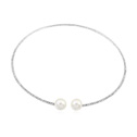 Collar de perlas de cristal de Swarovski, con aleación de zinc, Esférico, chapado en platina real, con diamantes de imitación, 1.2x1.2cm, longitud:aproximado 13-17 Inch, Vendido por UD