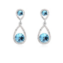 CRYSTALLIZED™ Element Crystal Earring, with Tibetan Style, Teardrop, platinum plated, Aquamarine, 1.5x4.0cm, Sold By Pair