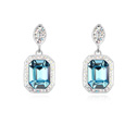 CRYSTALLIZED™ Element Crystal Earring, with Tibetan Style, Pendular Lochrose, platinum plated, Aquamarine, 1.6x3.1cm, Sold By Pair