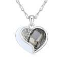 CRYSTALLIZED™ Prvek Krystal náhrdelník, s Zinek, s 5cm extender řetězce, Srdce, platina á, Black Diamond, 2.2x2.8cm, Prodáno za Cca 15.5 inch Strand