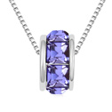 Swarovski Kristall Halsketten, mit Zinklegierung, mit Verlängerungskettchen von 5cm, Trommel, platiniert, Tanzanit, 0.7x1.2cm, verkauft per ca. 15.5 ZollInch Strang
