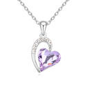 CRYSTALLIZED™ Element Crystal Necklace, with Tibetan Style, with 5cm extender chain, Heart, platinum plated, with rhinestone, Violet, 2.9x1.7cm, Sold Per Approx 15.5 Inch Strand