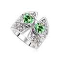 CRYSTALLIZED™ Element Crystal Finger Ring with Zinc Alloy platinum plated Peridot 1.8cm US Ring Sold By PC
