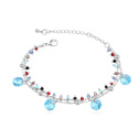 CRYSTALLIZED™, with Tibetan Style, with 4cm extender chain, platinum plated, Aquamarine, 0.8cm, Sold Per Approx 6 Inch Strand