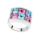 CRYSTALLIZED™ Element Crystal Finger Ring, with Tibetan Style, Rectangle, platinum plated, multi-colored, 1.8cm, US Ring Size:7, Sold By PC