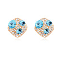 CRYSTALLIZED™ Element Crystal Earring, with Tibetan Style, real gold plated, Aquamarine, 2.0cm, Sold By Pair