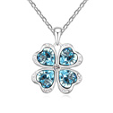 CRYSTALLIZED™ Element Crystal Necklace, with Tibetan Style, with 5cm extender chain, Four Leaf Clover, platinum plated, Aquamarine, 2.3x3.2cm, Sold Per Approx 15.5 Inch Strand