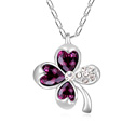 CRYSTALLIZED™ Element Crystal Necklace, with Tibetan Style, with 5cm extender chain, Four Leaf Clover, platinum plated, Amethyst, 2.4x3.0cm, Sold Per Approx 15.5 Inch Strand