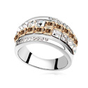 CRYSTALLIZED™ Element Crystal Finger Ring with Zinc Alloy platinum plated Crystal Golden Shadow 1.8cm US Ring Sold By PC