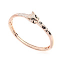 Bracelet en cristal autrichien, avec alliage de zinc, léopard, Plaqué d'or rose, transparent, 6x5.2cm, Diamètre intérieur:Environ 60x52mm, Longueur:Environ 7 pouce, Vendu par PC