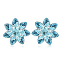 CRYSTALLIZED™ Element Crystal Earring with Zinc Alloy Flower platinum plated Aquamarine Sold By Pair
