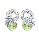 CRYSTALLIZED™ Element Crystal Earring, with Tibetan Style, platinum plated, Crystal Luminous Green, 1.2x1.8cm, Sold By Pair
