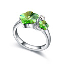 Austrian Crystal Finger Ring Zinc Alloy with Austrian Crystal Flower platinum plated olive 1.8cm US Ring Sold By PC