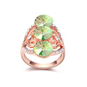 Anillo de dedo de Swarovski Element Crystal, con aleación de zinc, chapado en oro de rosa real, Verde de Cristal Luminoso, 1.8cm, tamaño:7, Vendido por UD